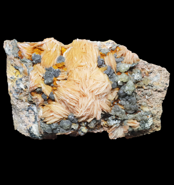 Baryte et Cérusite sur Galène - Maroc